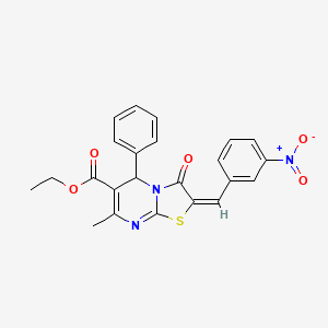 molecular formula C23H19N3O5S B3859480 ethyl 7-methyl-2-(3-nitrobenzylidene)-3-oxo-5-phenyl-2,3-dihydro-5H-[1,3]thiazolo[3,2-a]pyrimidine-6-carboxylate 
