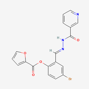 molecular formula C18H12BrN3O4 B3859483 4-bromo-2-[2-(3-pyridinylcarbonyl)carbonohydrazonoyl]phenyl 2-furoate 