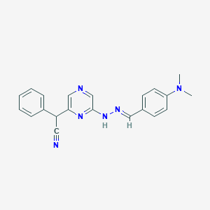 molecular formula C21H20N6 B385950 (6-{2-[4-(Dimethylamino)benzylidene]hydrazino}-2-pyrazinyl)(phenyl)acetonitrile 