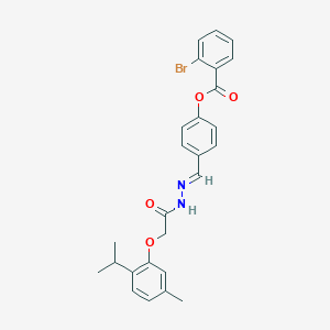 molecular formula C26H25BrN2O4 B3859505 4-{2-[(2-isopropyl-5-methylphenoxy)acetyl]carbonohydrazonoyl}phenyl 2-bromobenzoate 