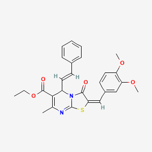 molecular formula C27H26N2O5S B3859506 ethyl 2-(3,4-dimethoxybenzylidene)-7-methyl-3-oxo-5-(2-phenylvinyl)-2,3-dihydro-5H-[1,3]thiazolo[3,2-a]pyrimidine-6-carboxylate 