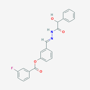 molecular formula C22H17FN2O4 B3859539 3-{2-[hydroxy(phenyl)acetyl]carbonohydrazonoyl}phenyl 3-fluorobenzoate 