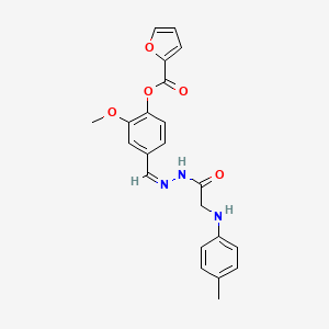 molecular formula C22H21N3O5 B3859573 2-methoxy-4-(2-{[(4-methylphenyl)amino]acetyl}carbonohydrazonoyl)phenyl 2-furoate 