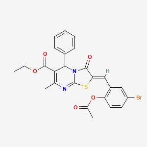 molecular formula C25H21BrN2O5S B3859583 ethyl 2-[2-(acetyloxy)-5-bromobenzylidene]-7-methyl-3-oxo-5-phenyl-2,3-dihydro-5H-[1,3]thiazolo[3,2-a]pyrimidine-6-carboxylate 