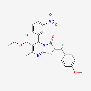 molecular formula C24H21N3O6S B3859740 ethyl 2-(4-methoxybenzylidene)-7-methyl-5-(3-nitrophenyl)-3-oxo-2,3-dihydro-5H-[1,3]thiazolo[3,2-a]pyrimidine-6-carboxylate 