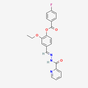 molecular formula C22H18FN3O4 B3859757 2-ethoxy-4-[2-(2-pyridinylcarbonyl)carbonohydrazonoyl]phenyl 4-fluorobenzoate 