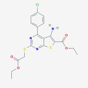 Ethyl 5-amino-4-(4-chlorophenyl)-2-[(2-ethoxy-2-oxoethyl)thio]thieno[2,3-d]pyrimidine-6-carboxylate