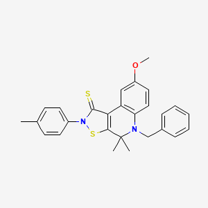 molecular formula C27H26N2OS2 B3859779 5-benzyl-8-methoxy-4,4-dimethyl-2-(4-methylphenyl)-4,5-dihydroisothiazolo[5,4-c]quinoline-1(2H)-thione 