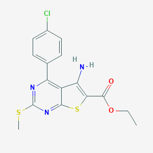Ethyl 5-amino-4-(4-chlorophenyl)-2-(methylsulfanyl)thieno[2,3-d]pyrimidine-6-carboxylate