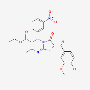 ethyl 2-(3,4-dimethoxybenzylidene)-7-methyl-5-(3-nitrophenyl)-3-oxo-2,3-dihydro-5H-[1,3]thiazolo[3,2-a]pyrimidine-6-carboxylate