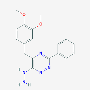 molecular formula C18H19N5O2 B385994 5-(3,4-Dimethoxybenzyl)-6-hydrazino-3-phenyl-1,2,4-triazine 