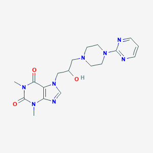 molecular formula C18H24N8O3 B385996 7-{2-hydroxy-3-[4-(2-pyrimidinyl)-1-piperazinyl]propyl}-1,3-dimethyl-3,7-dihydro-1H-purine-2,6-dione 