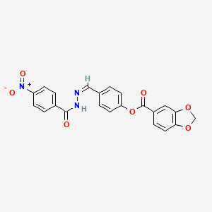 molecular formula C22H15N3O7 B3859985 4-[2-(4-nitrobenzoyl)carbonohydrazonoyl]phenyl 1,3-benzodioxole-5-carboxylate 