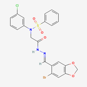 N-(2-{2-[(6-bromo-1,3-benzodioxol-5-yl)methylene]hydrazino}-2-oxoethyl)-N-(3-chlorophenyl)benzenesulfonamide