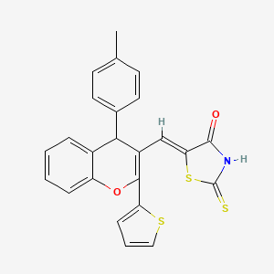 molecular formula C24H17NO2S3 B3860212 5-{[4-(4-methylphenyl)-2-(2-thienyl)-4H-chromen-3-yl]methylene}-2-thioxo-1,3-thiazolidin-4-one 