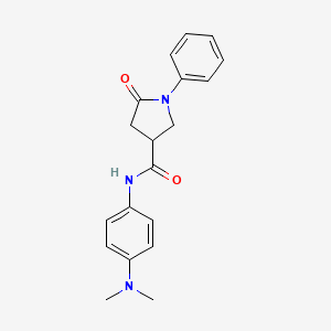 molecular formula C19H21N3O2 B3860229 N-[4-(dimethylamino)phenyl]-5-oxo-1-phenyl-3-pyrrolidinecarboxamide 