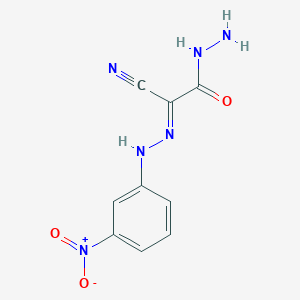 molecular formula C9H8N6O3 B386025 2-Cyano-2-({3-nitrophenyl}hydrazono)acetohydrazide 