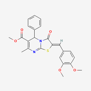 molecular formula C24H22N2O5S B3860288 methyl 2-(3,4-dimethoxybenzylidene)-7-methyl-3-oxo-5-phenyl-2,3-dihydro-5H-[1,3]thiazolo[3,2-a]pyrimidine-6-carboxylate 