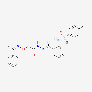 4-methyl-N-{2-[2-({[(1-phenylethylidene)amino]oxy}acetyl)carbonohydrazonoyl]phenyl}benzenesulfonamide