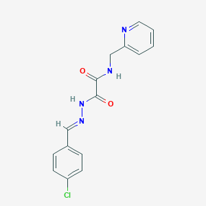 molecular formula C15H13ClN4O2 B3860341 2-[2-(4-chlorobenzylidene)hydrazino]-2-oxo-N-(2-pyridinylmethyl)acetamide 