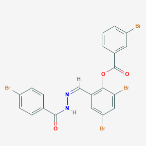 molecular formula C21H12Br4N2O3 B3860345 2,4-dibromo-6-[2-(4-bromobenzoyl)carbonohydrazonoyl]phenyl 3-bromobenzoate 