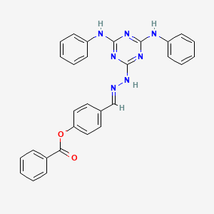 4-[2-(4,6-dianilino-1,3,5-triazin-2-yl)carbonohydrazonoyl]phenyl benzoate