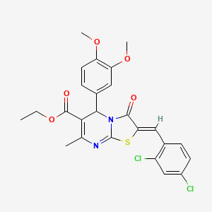 molecular formula C25H22Cl2N2O5S B3860414 ethyl 2-(2,4-dichlorobenzylidene)-5-(3,4-dimethoxyphenyl)-7-methyl-3-oxo-2,3-dihydro-5H-[1,3]thiazolo[3,2-a]pyrimidine-6-carboxylate 