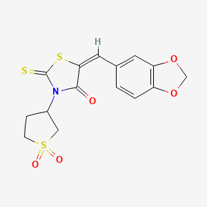 molecular formula C15H13NO5S3 B3860436 5-(1,3-benzodioxol-5-ylmethylene)-3-(1,1-dioxidotetrahydro-3-thienyl)-2-thioxo-1,3-thiazolidin-4-one 