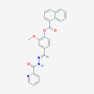 molecular formula C25H19N3O4 B3860440 2-methoxy-4-[2-(2-pyridinylcarbonyl)carbonohydrazonoyl]phenyl 1-naphthoate 