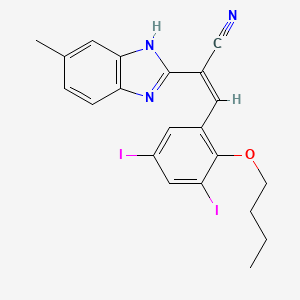 molecular formula C21H19I2N3O B3860455 3-(2-butoxy-3,5-diiodophenyl)-2-(5-methyl-1H-benzimidazol-2-yl)acrylonitrile 