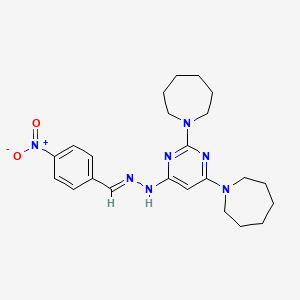 molecular formula C23H31N7O2 B3860487 4-nitrobenzaldehyde (2,6-di-1-azepanyl-4-pyrimidinyl)hydrazone 