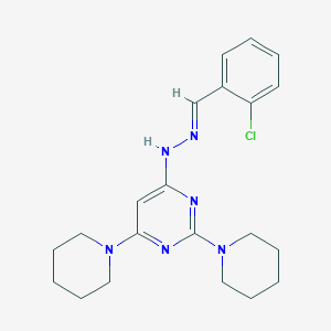 molecular formula C21H27ClN6 B3860499 2-chlorobenzaldehyde (2,6-di-1-piperidinyl-4-pyrimidinyl)hydrazone 