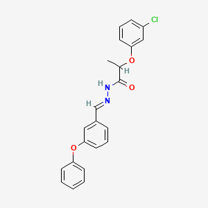 molecular formula C22H19ClN2O3 B3860530 2-(3-chlorophenoxy)-N'-(3-phenoxybenzylidene)propanohydrazide 