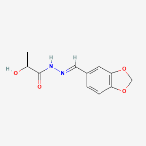 molecular formula C11H12N2O4 B3860540 N'-(1,3-benzodioxol-5-ylmethylene)-2-hydroxypropanohydrazide 