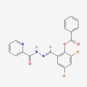 molecular formula C20H13Br2N3O3 B3860574 2,4-dibromo-6-[2-(2-pyridinylcarbonyl)carbonohydrazonoyl]phenyl benzoate 