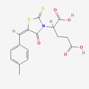 molecular formula C16H15NO5S2 B3860640 2-[5-(4-methylbenzylidene)-4-oxo-2-thioxo-1,3-thiazolidin-3-yl]pentanedioic acid 