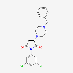 molecular formula C21H21Cl2N3O2 B3860665 3-(4-Benzylpiperazin-1-yl)-1-(3,5-dichlorophenyl)pyrrolidine-2,5-dione 