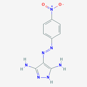 molecular formula C9H9N7O2 B386068 4-(4-Nitrophenylazo)-1H-pyrazole-3,5-diamine CAS No. 62679-04-3