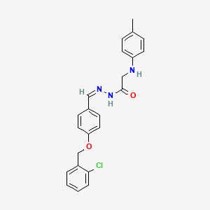 molecular formula C23H22ClN3O2 B3860704 N'-{4-[(2-chlorobenzyl)oxy]benzylidene}-2-[(4-methylphenyl)amino]acetohydrazide 