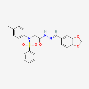 molecular formula C23H21N3O5S B3860723 N-{2-[2-(1,3-benzodioxol-5-ylmethylene)hydrazino]-2-oxoethyl}-N-(4-methylphenyl)benzenesulfonamide 