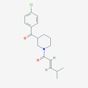molecular formula C18H22ClNO2 B3860806 (4-chlorophenyl){1-[(2E)-4-methyl-2-pentenoyl]-3-piperidinyl}methanone 