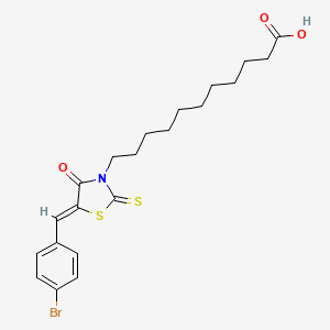 molecular formula C21H26BrNO3S2 B3860821 11-[5-(4-bromobenzylidene)-4-oxo-2-thioxo-1,3-thiazolidin-3-yl]undecanoic acid 