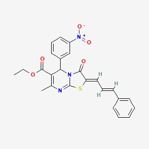 molecular formula C25H21N3O5S B3860837 ethyl 7-methyl-5-(3-nitrophenyl)-3-oxo-2-(3-phenyl-2-propen-1-ylidene)-2,3-dihydro-5H-[1,3]thiazolo[3,2-a]pyrimidine-6-carboxylate 
