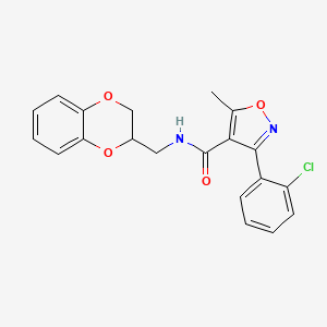 molecular formula C20H17ClN2O4 B3860839 3-(2-chlorophenyl)-N-(2,3-dihydro-1,4-benzodioxin-2-ylmethyl)-5-methyl-4-isoxazolecarboxamide 