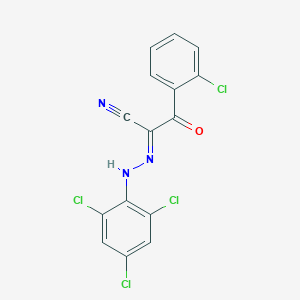 molecular formula C15H7Cl4N3O B386088 (1E)-2-(2-chlorophenyl)-2-oxo-N-(2,4,6-trichloroanilino)ethanimidoyl cyanide 