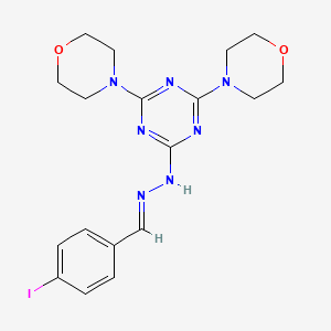 molecular formula C18H22IN7O2 B3860904 4-iodobenzaldehyde (4,6-di-4-morpholinyl-1,3,5-triazin-2-yl)hydrazone 