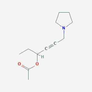 molecular formula C12H19NO2 B3860925 1-ethyl-4-(1-pyrrolidinyl)-2-butyn-1-yl acetate 