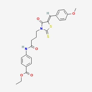 molecular formula C24H24N2O5S2 B3860974 ethyl 4-({4-[5-(4-methoxybenzylidene)-4-oxo-2-thioxo-1,3-thiazolidin-3-yl]butanoyl}amino)benzoate 