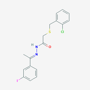 molecular formula C17H16ClIN2OS B3860984 2-[(2-chlorobenzyl)thio]-N'-[1-(3-iodophenyl)ethylidene]acetohydrazide 