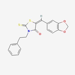 molecular formula C19H15NO3S2 B3860985 5-(1,3-benzodioxol-5-ylmethylene)-3-(2-phenylethyl)-2-thioxo-1,3-thiazolidin-4-one 
